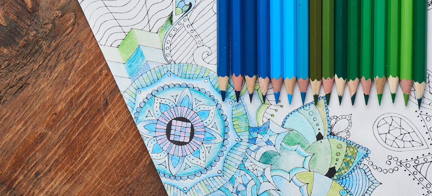 Coloring sheet and colored pencils